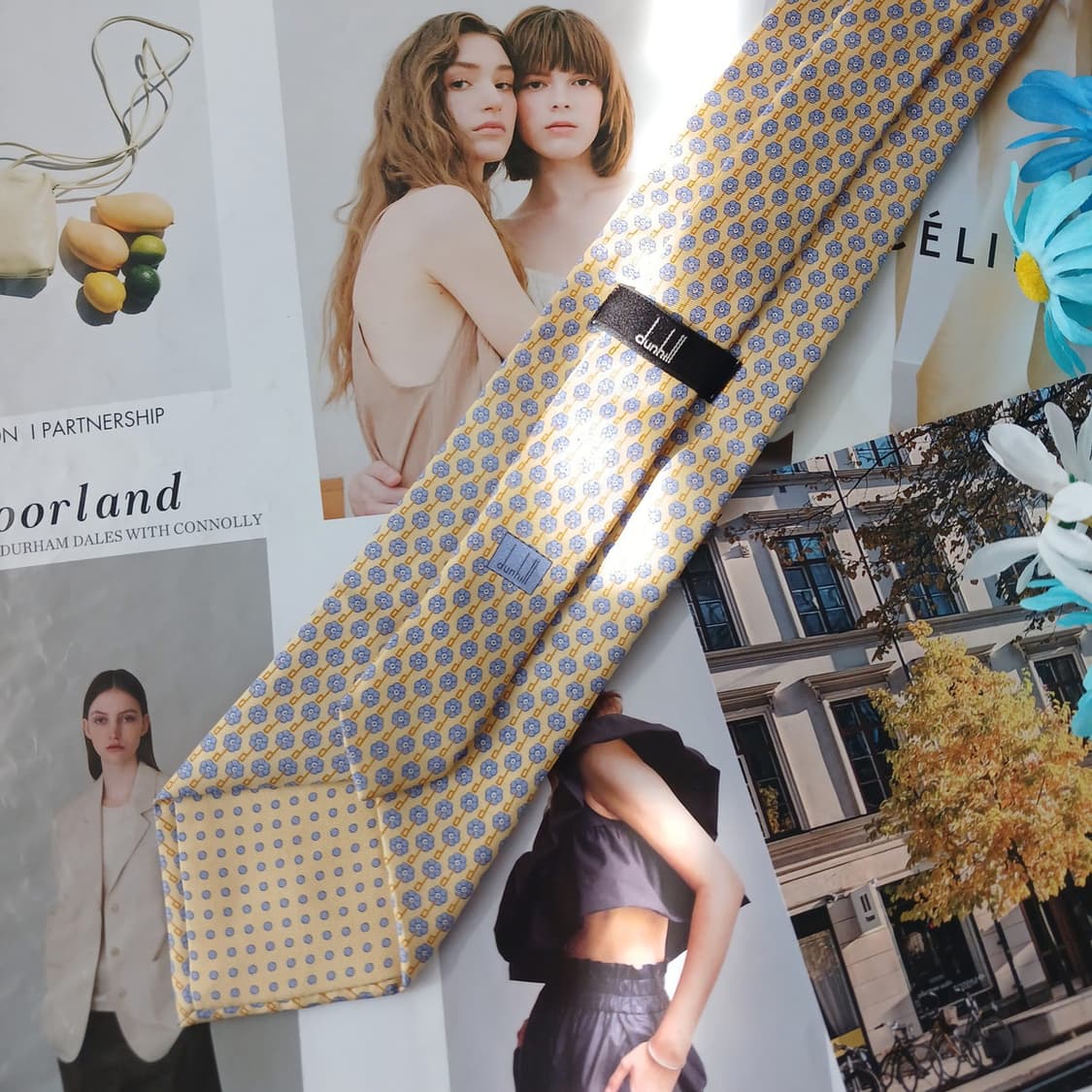 던힐 실크 옐로 플라워&로고 패턴 넥타이 9.2cm A+등급 A19061 상품이미지4