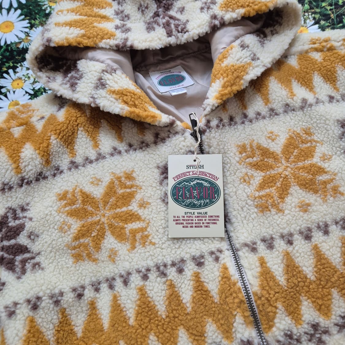 일본 노르딕 패턴 플리스 부클 후드 자켓 성인 M-L 새상품 상품이미지2