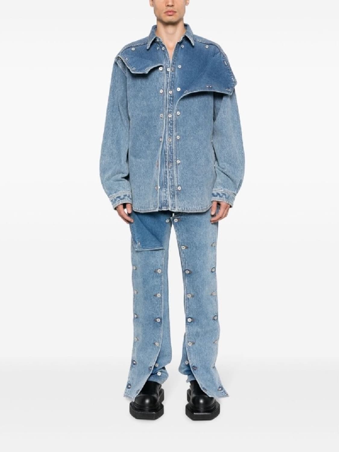 와이프로젝트 23FW 스냅 오프 데님 셔츠 헤비SW 블루 L사이즈 새상품 상품이미지1