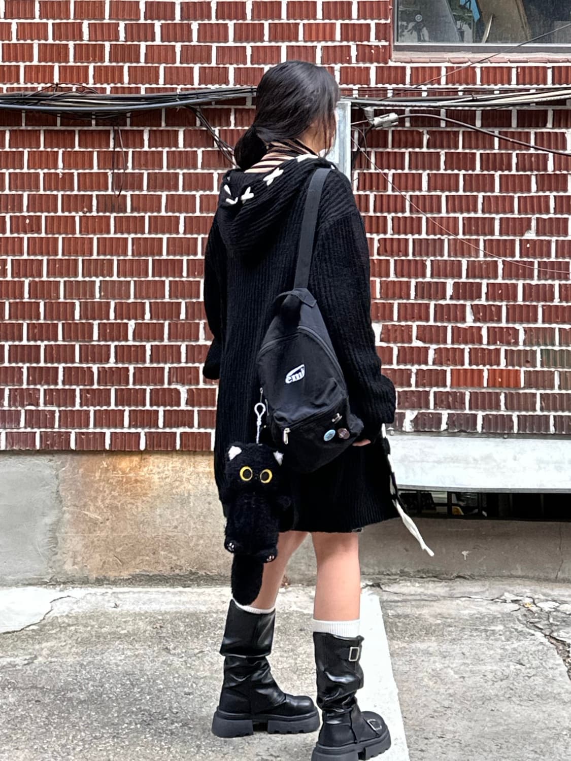 체크 원피스 롱 가디건 스트라이프 목폴라 코디세트 상품이미지2