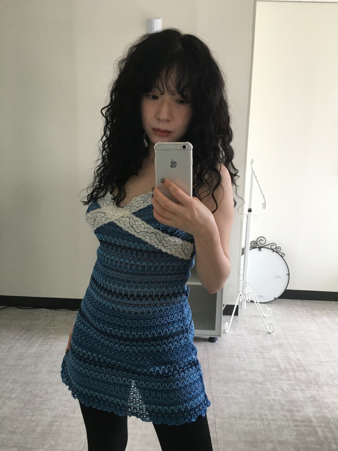 blue lace knit mini dress 상품이미지4