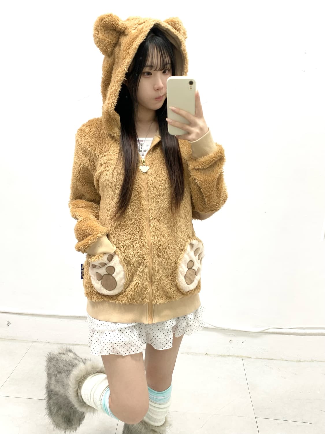 [DISNEY] 도쿄디즈니 쿠마미미 더피 폭닥 후드집업 상품이미지3