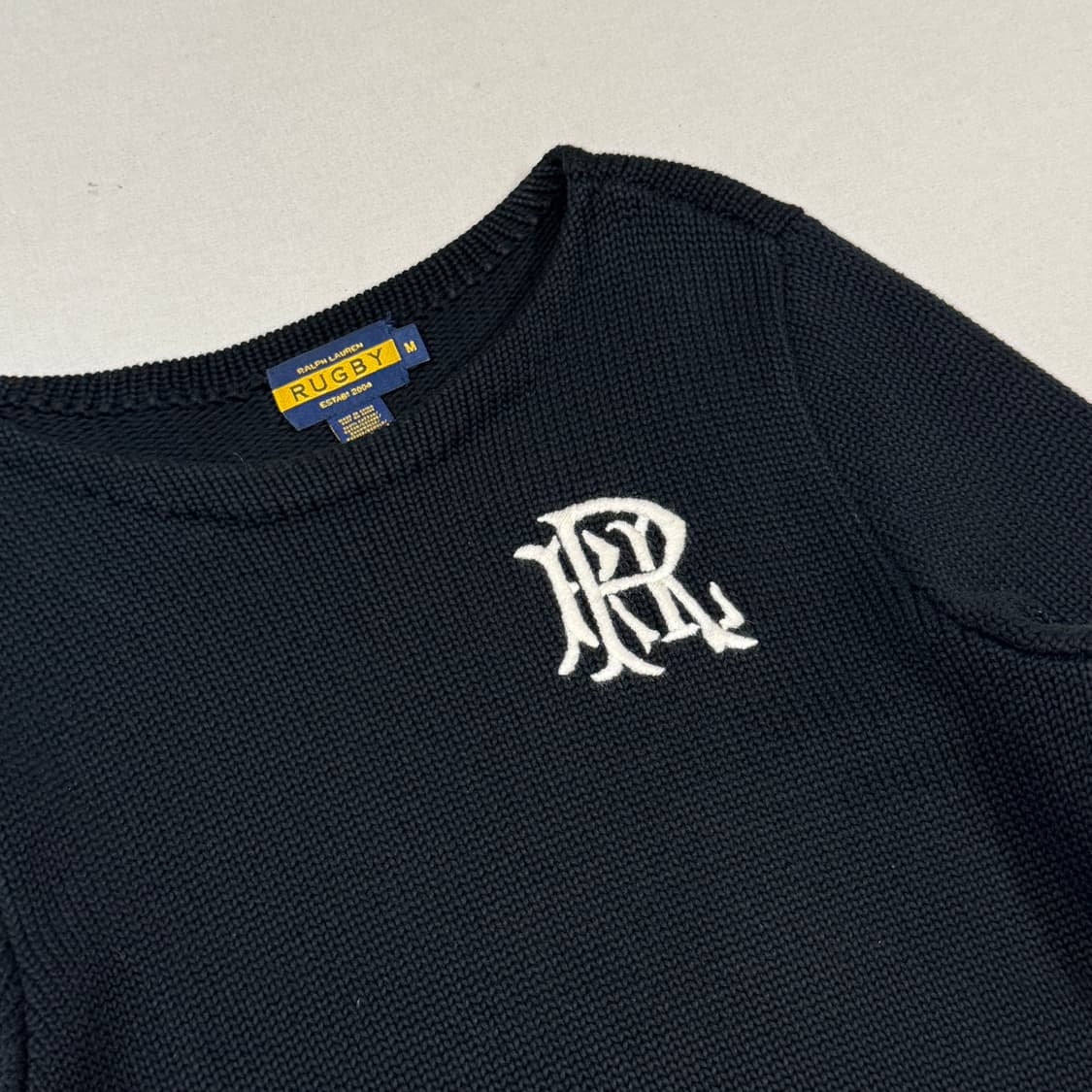 M) 랄프로렌 럭비 헤비코튼 니트 스웨터 블랙 상품이미지5