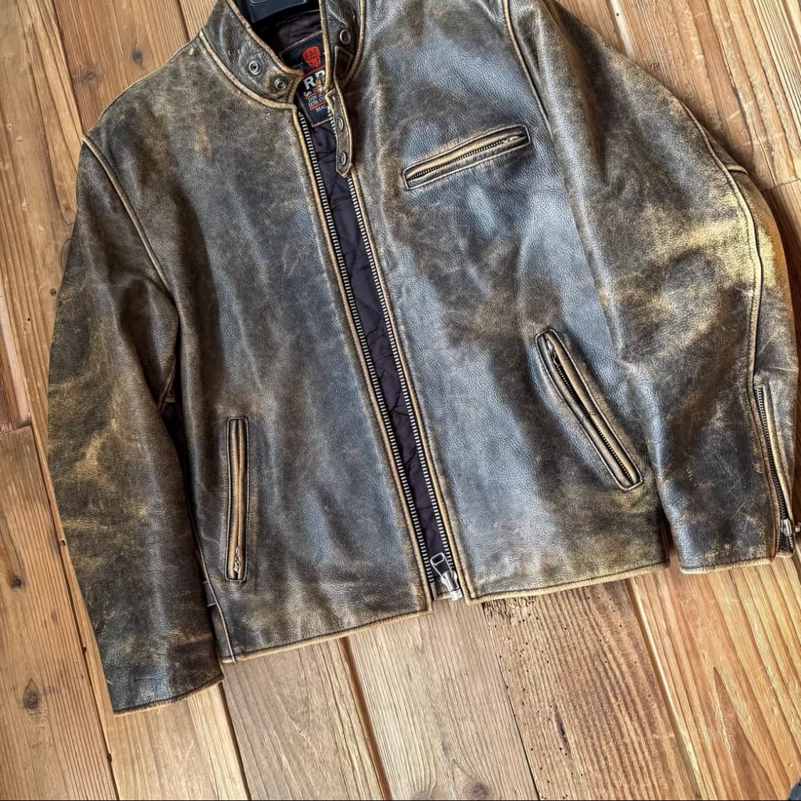  [RBC] 빈티지 641 타입 스탠드 칼라 레더 라이더 자켓  상품이미지3