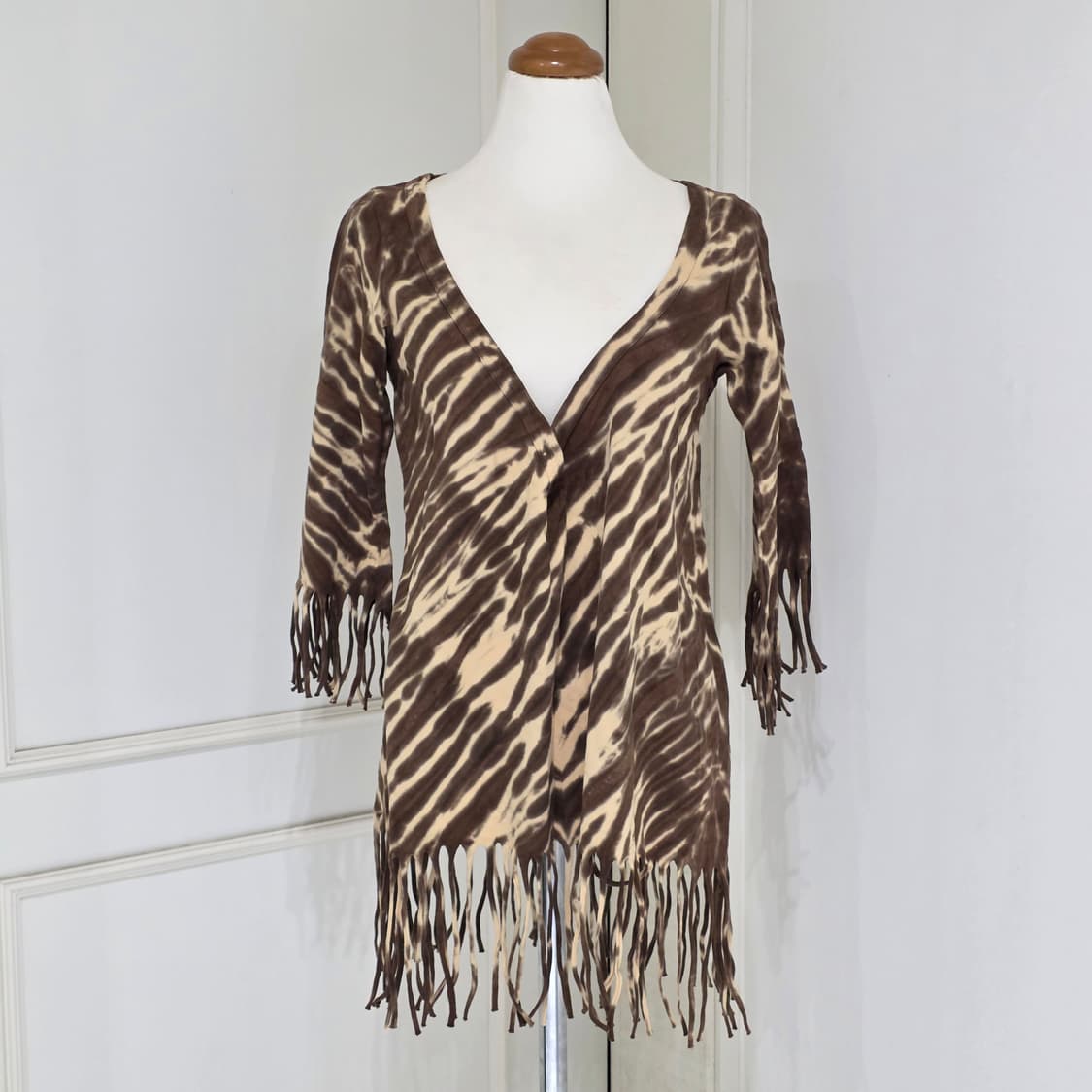 일본빈티지)브라운 타이다이 보헤미안st 브이넥 자연모리걸 레이어드 티셔츠 상품이미지2