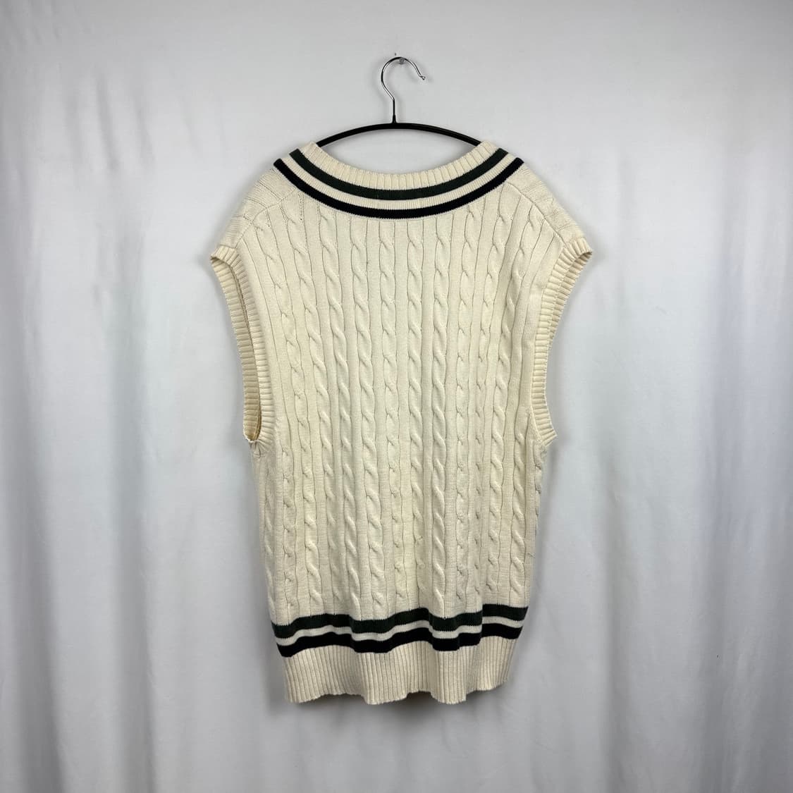 (XL) 후아유 베어로고 케이블 니트 조끼 아이보리 상품이미지5