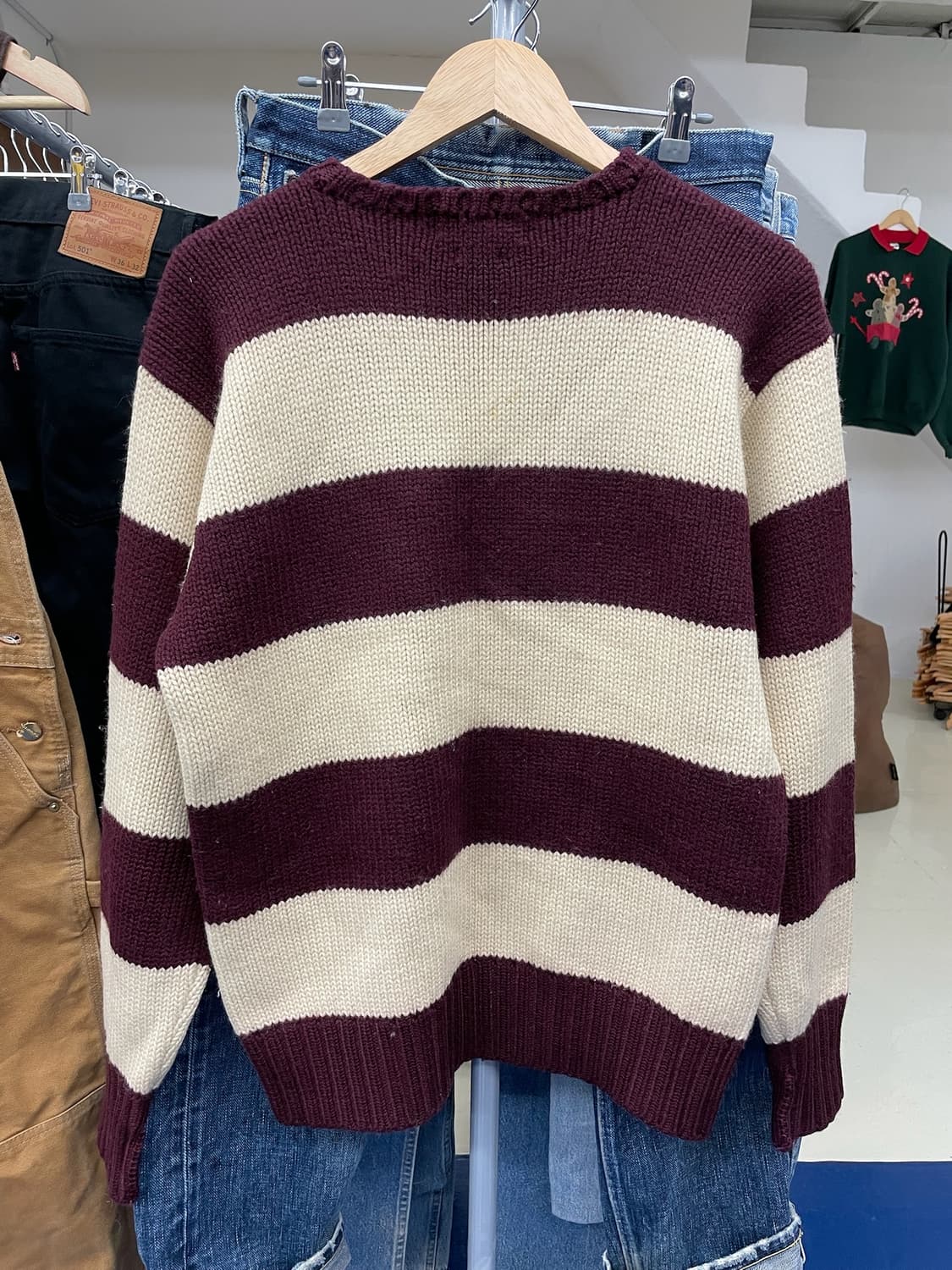 1990s PRL 폴로 랄프로렌 투톤 울 니트 상품이미지5