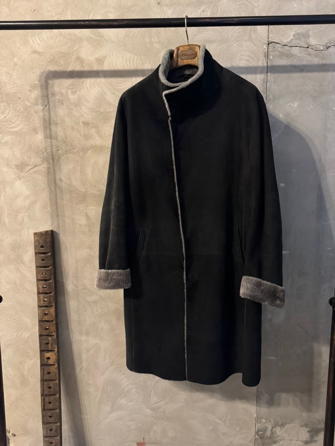 아르마니 꼴레지오니 시어링 램스킨 레더 코트 100~105 상품이미지9