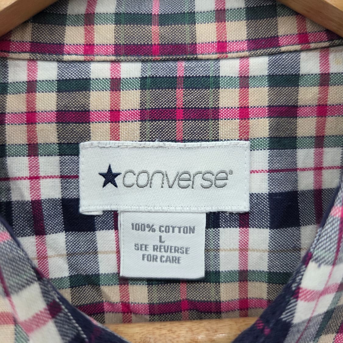 컨버스 체크 반팔 셔츠 남성L 상품이미지5