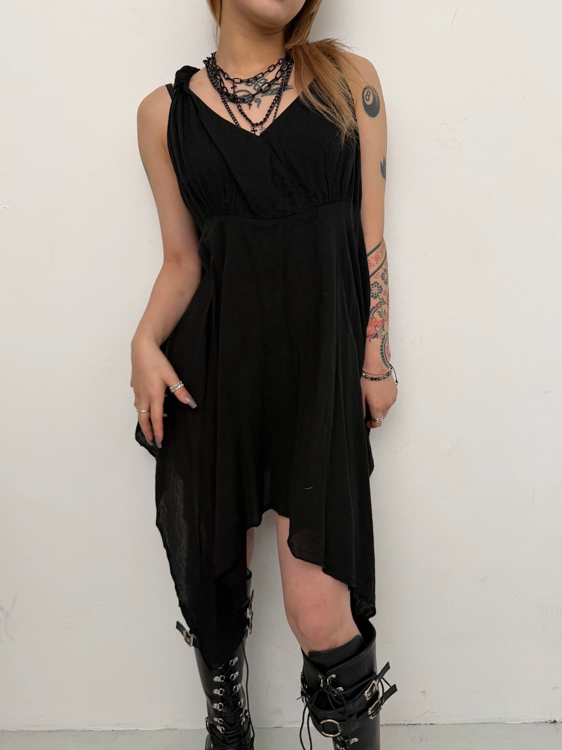 블랙 언발 미디 원피스  상품이미지2