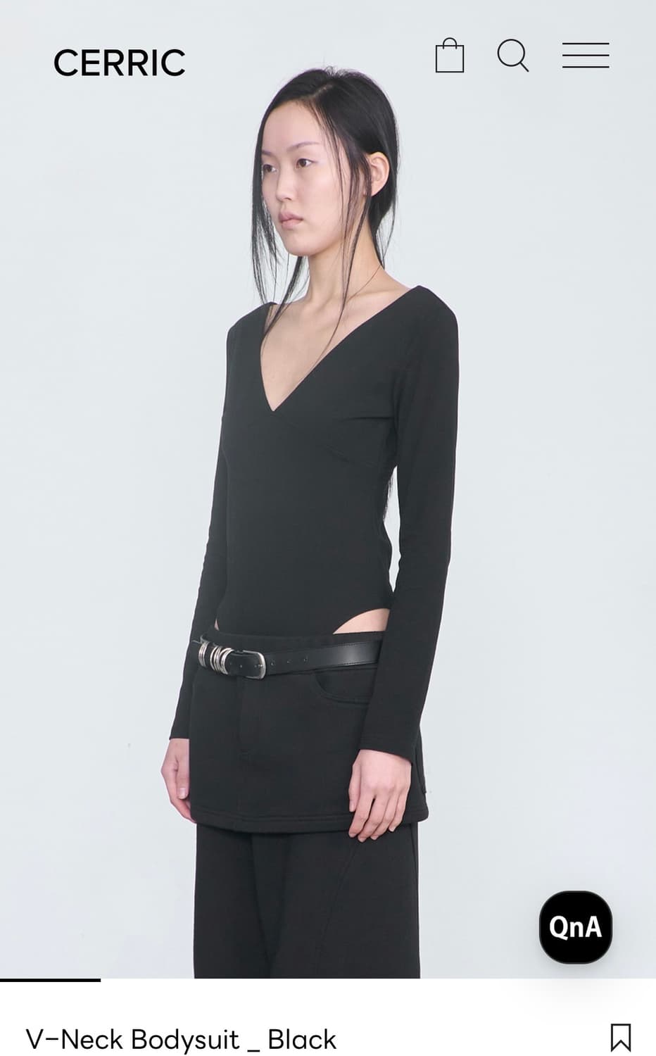 세릭) V-Neck Bodysuit BK F 상품이미지1
