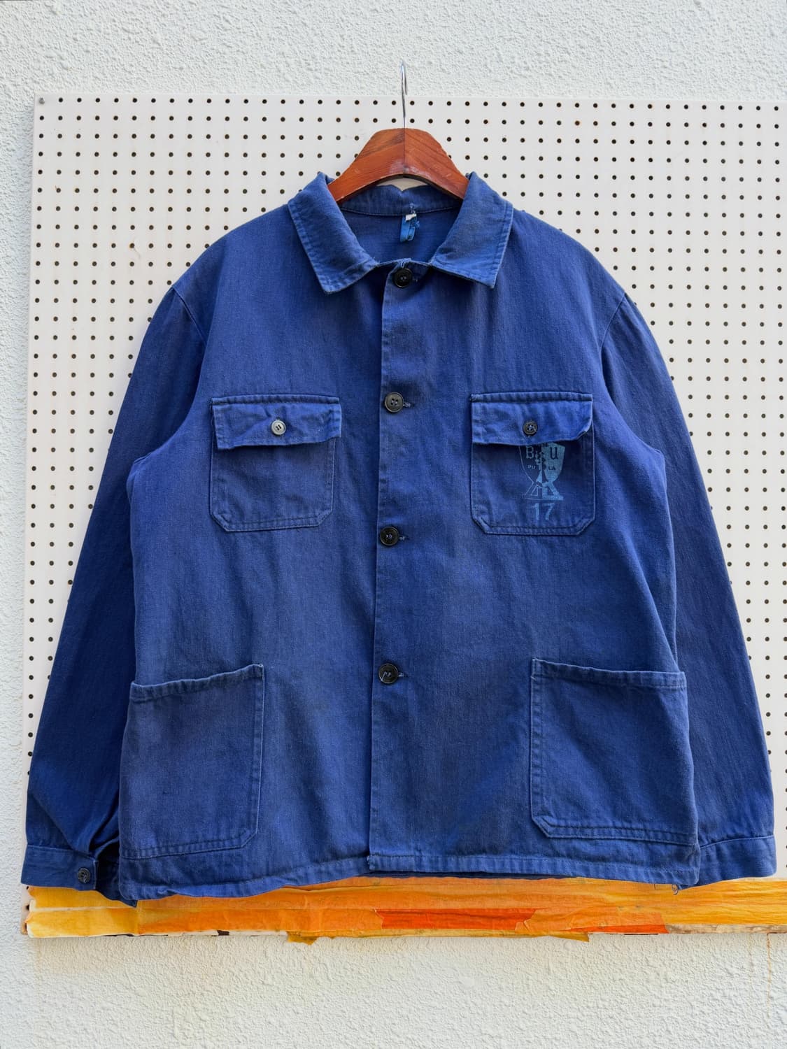 1970s FADED INDIGO BLUE 4 POCKET 프렌치워크자켓 상품이미지1