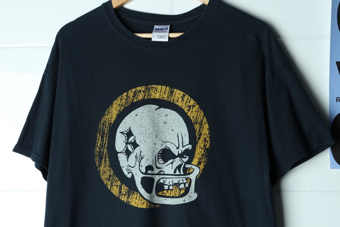 (L-XL) 길단 반팔 티셔츠 00년대 USA 블랙 스컬-H33318 상품이미지3