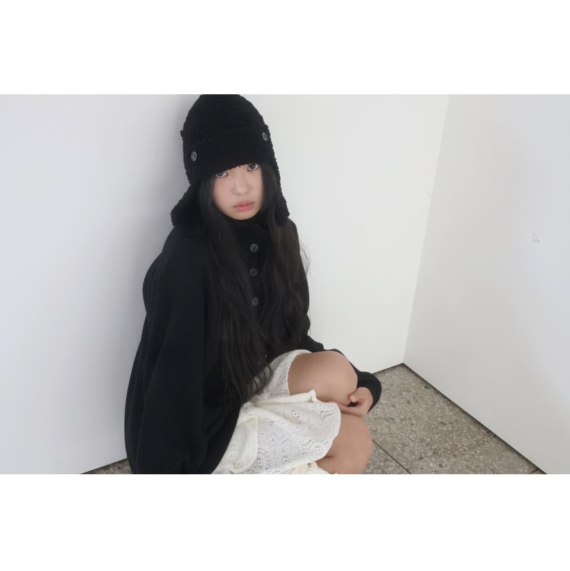 버터니 버튼 와플 집업 블랙 buttony 코이세이오 상품이미지3