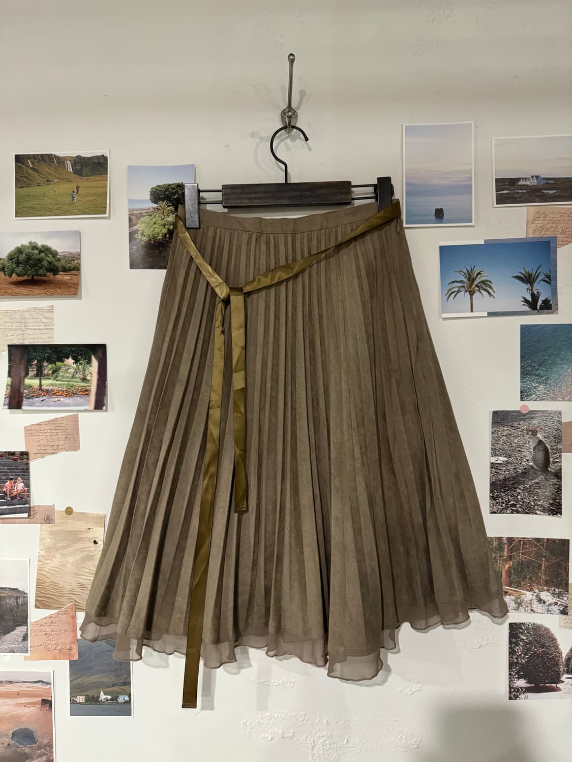 스웨이드 플리츠 스커트 상품이미지1