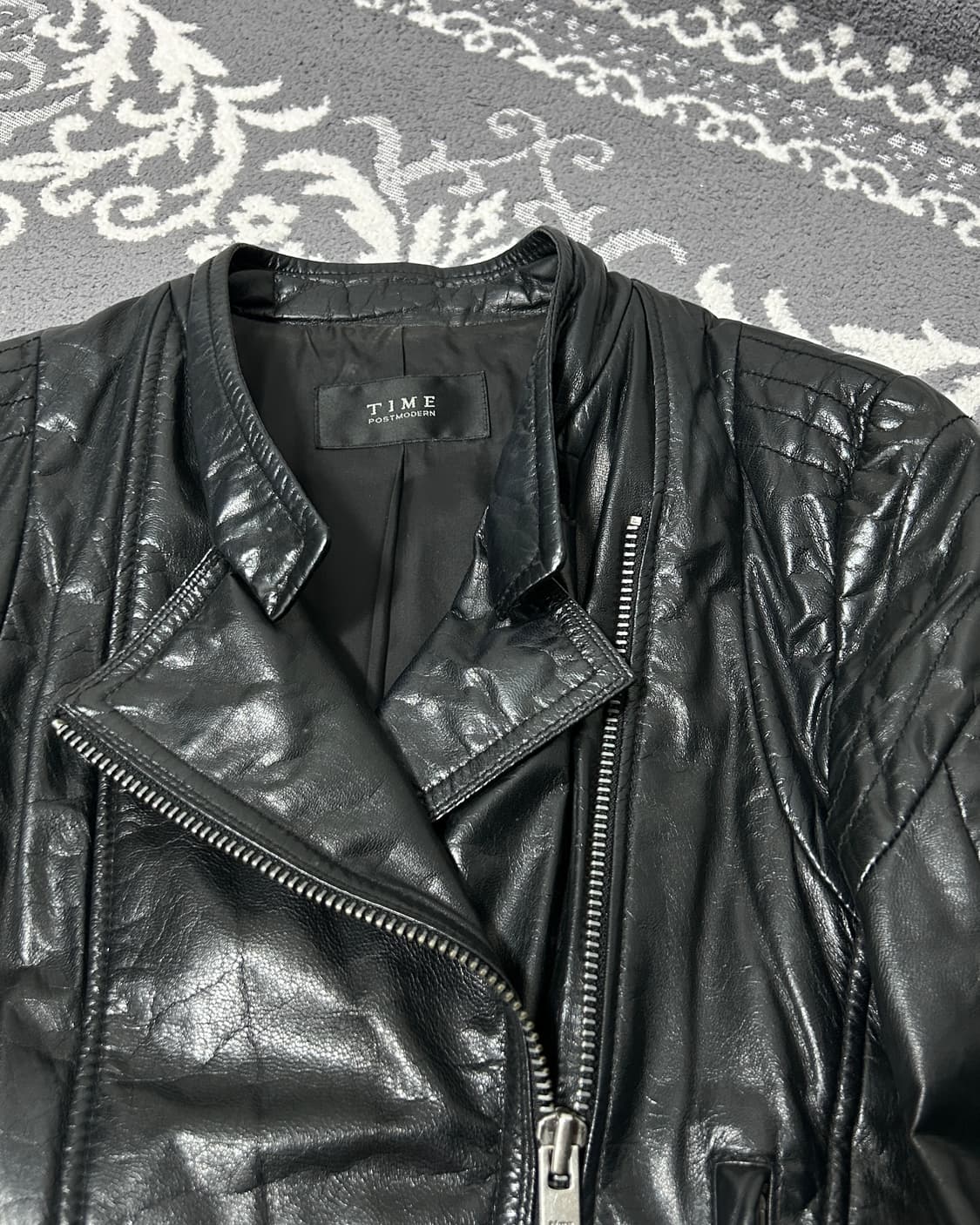 타임 사선 고트스킨 자켓 상품이미지4