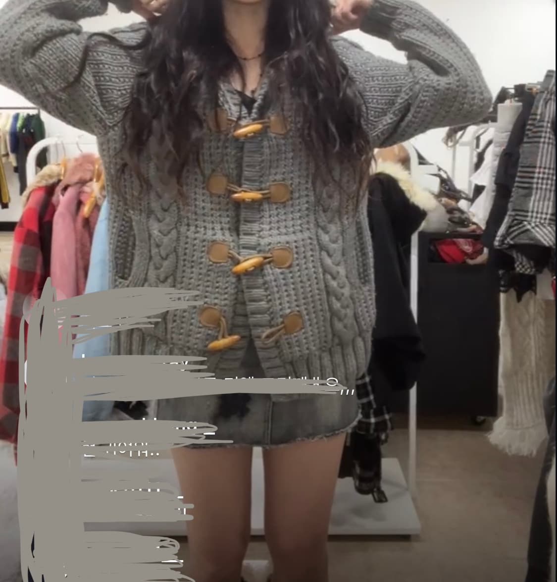 더플 니트 가디건 /떡볶이 꽈배기 니트 가디건 로맨틱 갸루 러블리 미소녀 상품이미지1