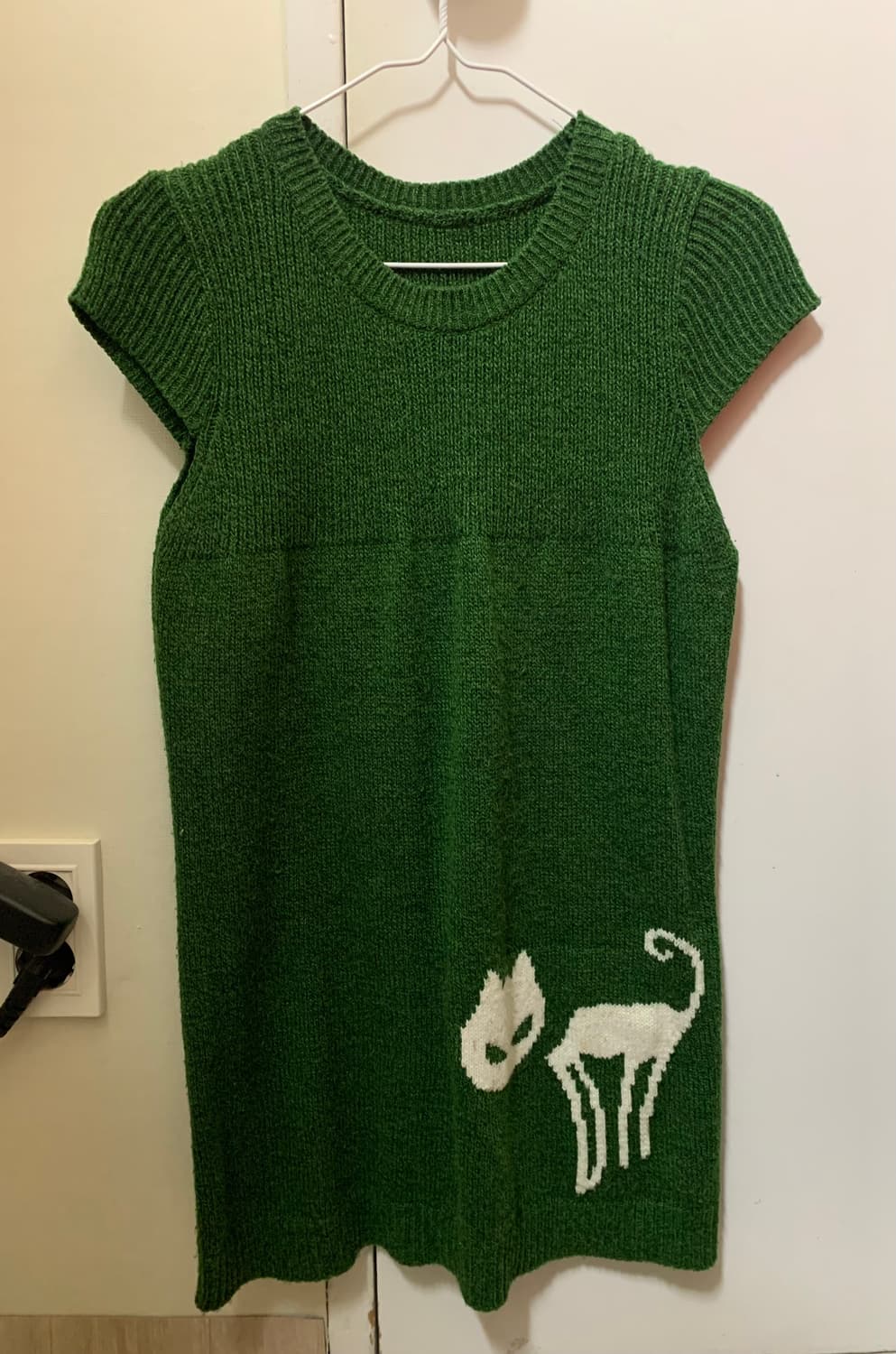 녹색 고양이 반팔 니트 상품이미지2