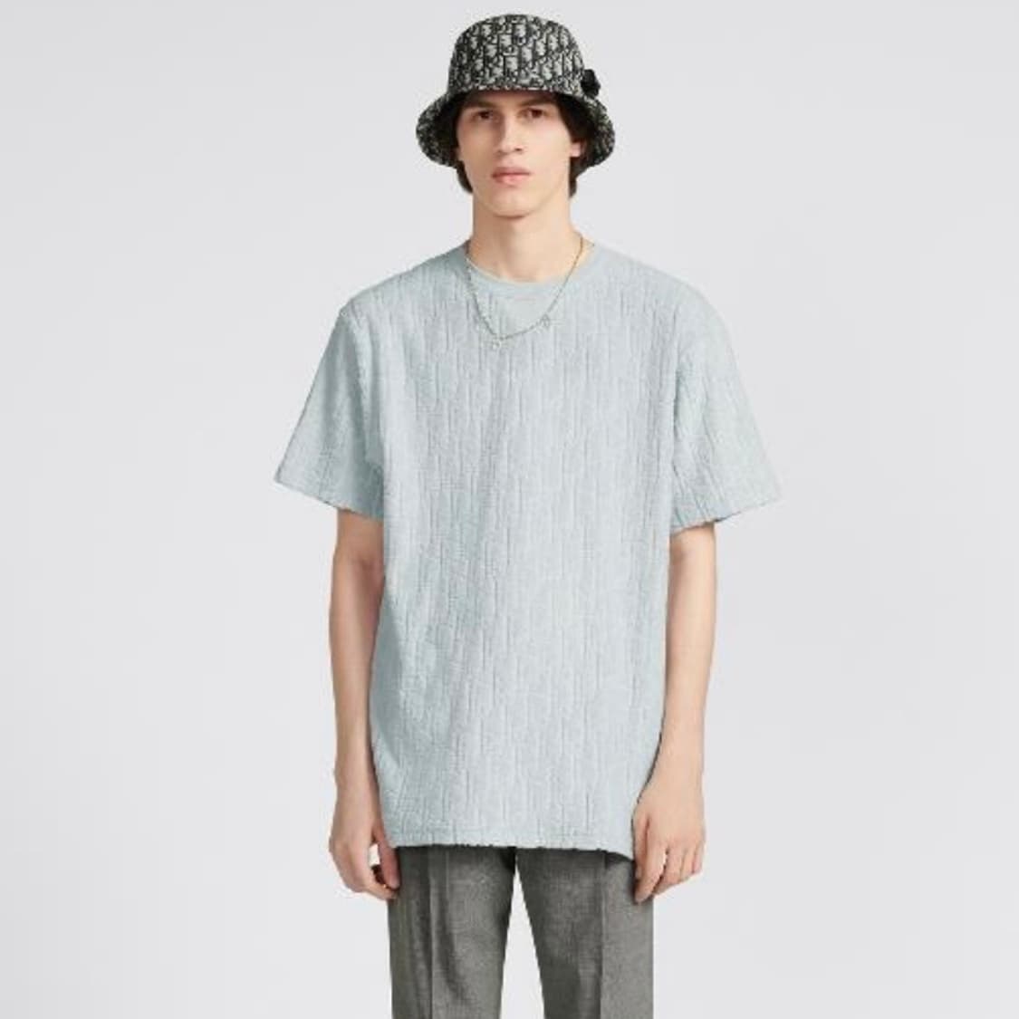 [S급/XL] 디올 오블리크 테리 코튼 반팔 티셔츠 스카이블루 상품이미지7