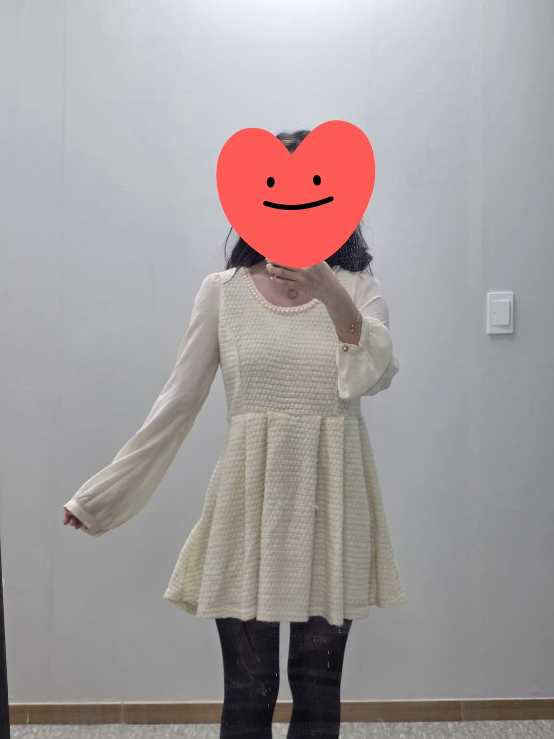 ingni 일본빈티지)히메라떼갸루 진주 트위드 쉬폰 로맨틱 원피스 상품이미지3