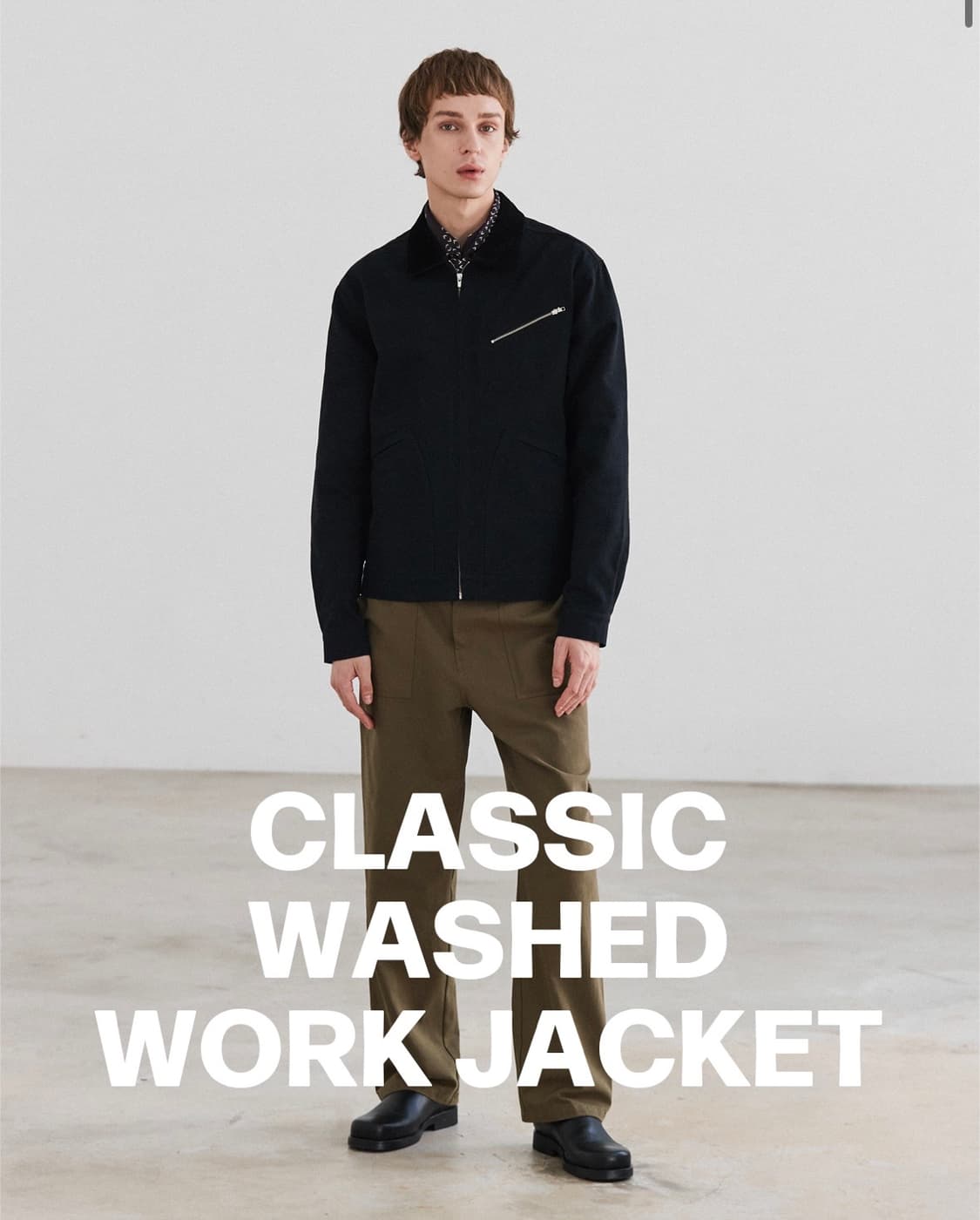 [택O 새상품] 르아르 클래식 워시드 워크 자켓 (블랙, L) 상품이미지1