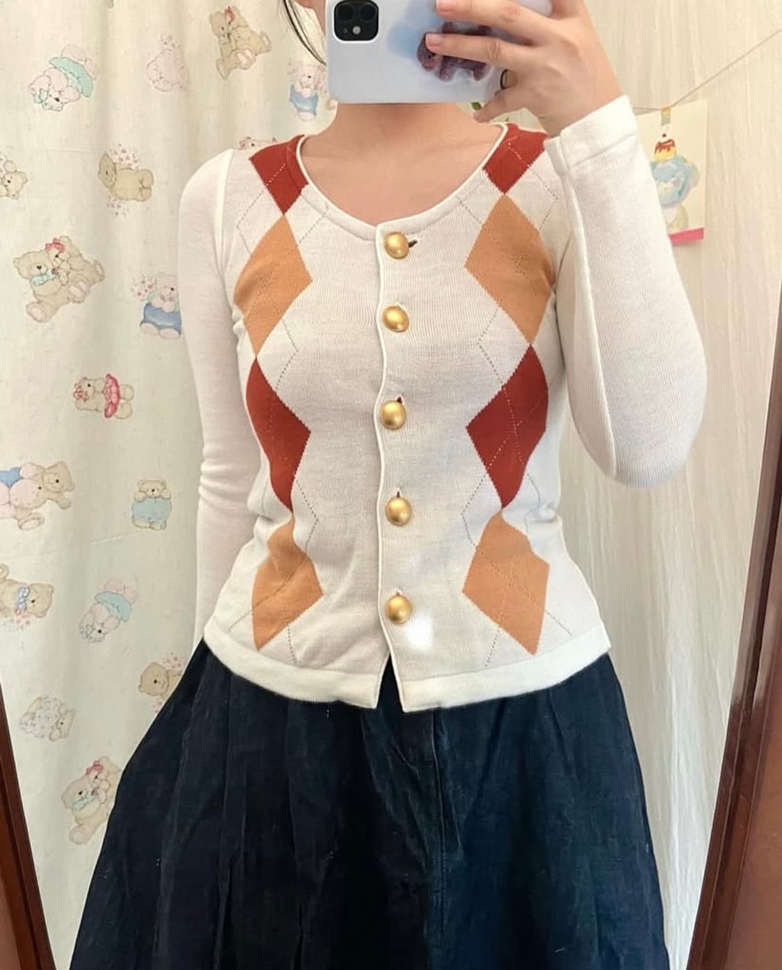 아가일 니트 가디건 상품이미지1