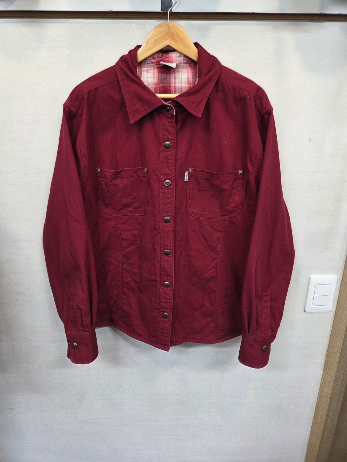 칼하트 여성 빈티지 플란넬 캔버스 셔츠자켓 버건디 xxl 레귤러  상품이미지1