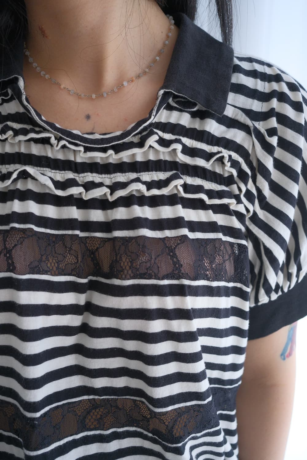 Lace stripe top 상품이미지3
