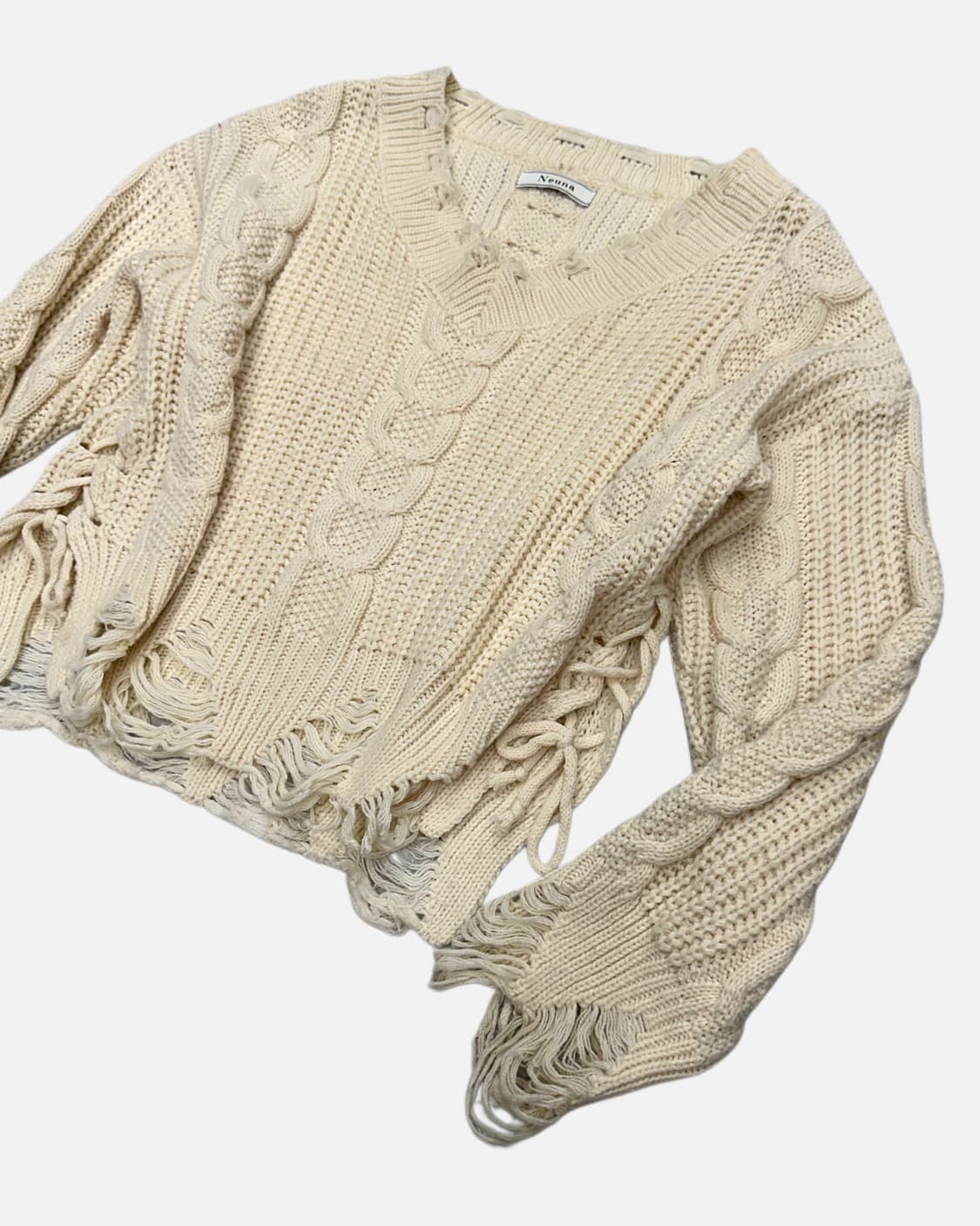 grunge distressed lace-up knit 상품이미지2