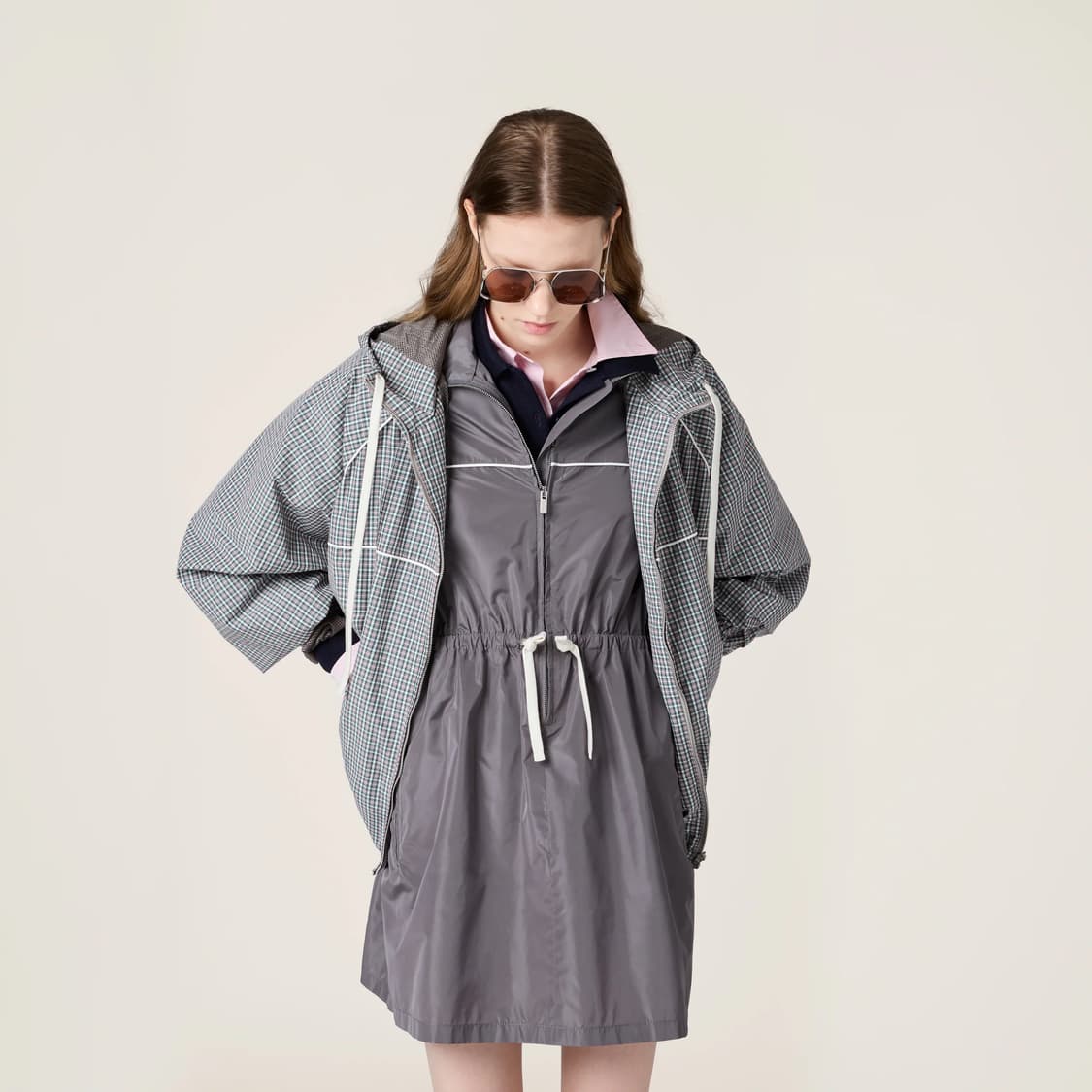 (새제품) 미우미우 miu miu 체크 테크니컬 패브릭 봄버 재킷 48 상품이미지2