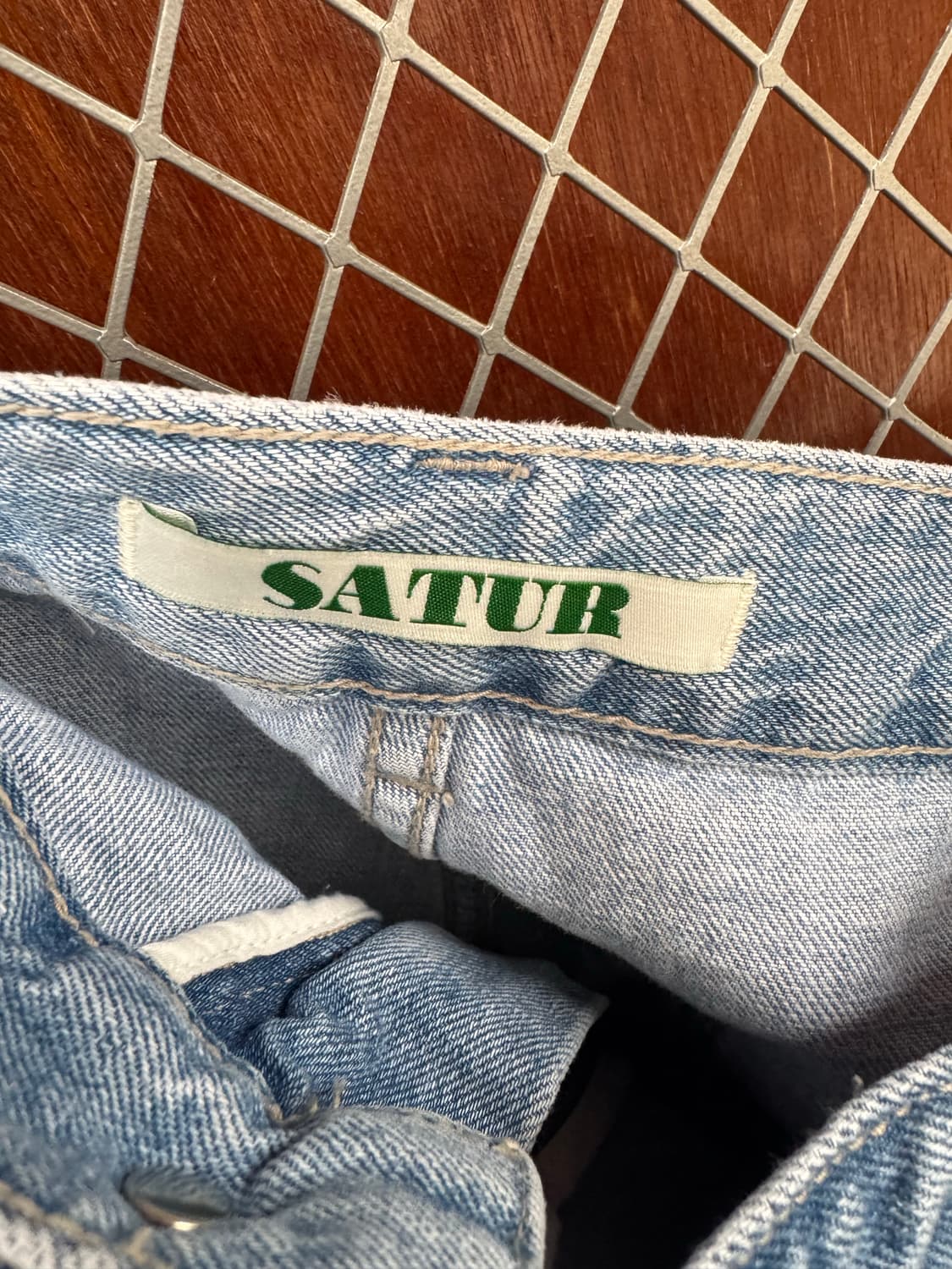 satur 세터 와이드 연청 핀턱 이중 포켓 데님 팬츠 L 상품이미지6