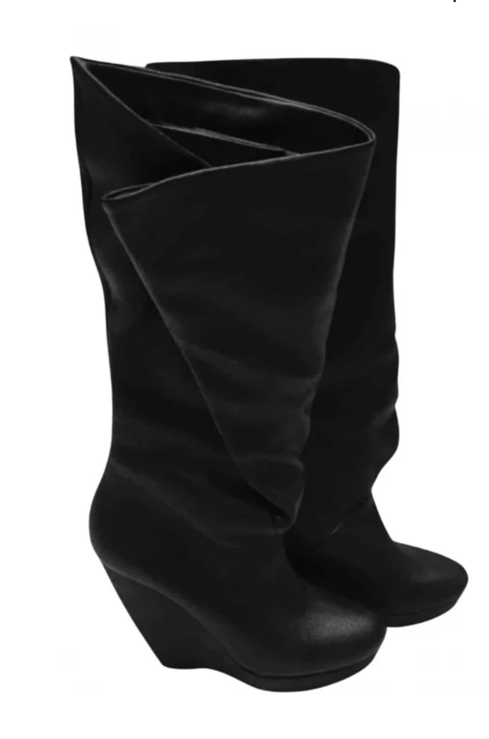 발렌시아가 2006 F/M 아카이브 블랙 레더 랩 웨지부츠 상품이미지4