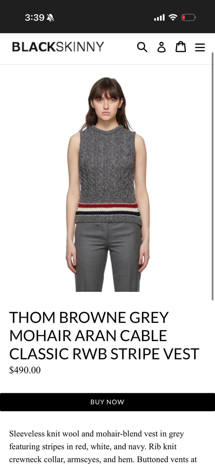 톰브라운 정품 삼선 모헤어 민소매니트 상품이미지1