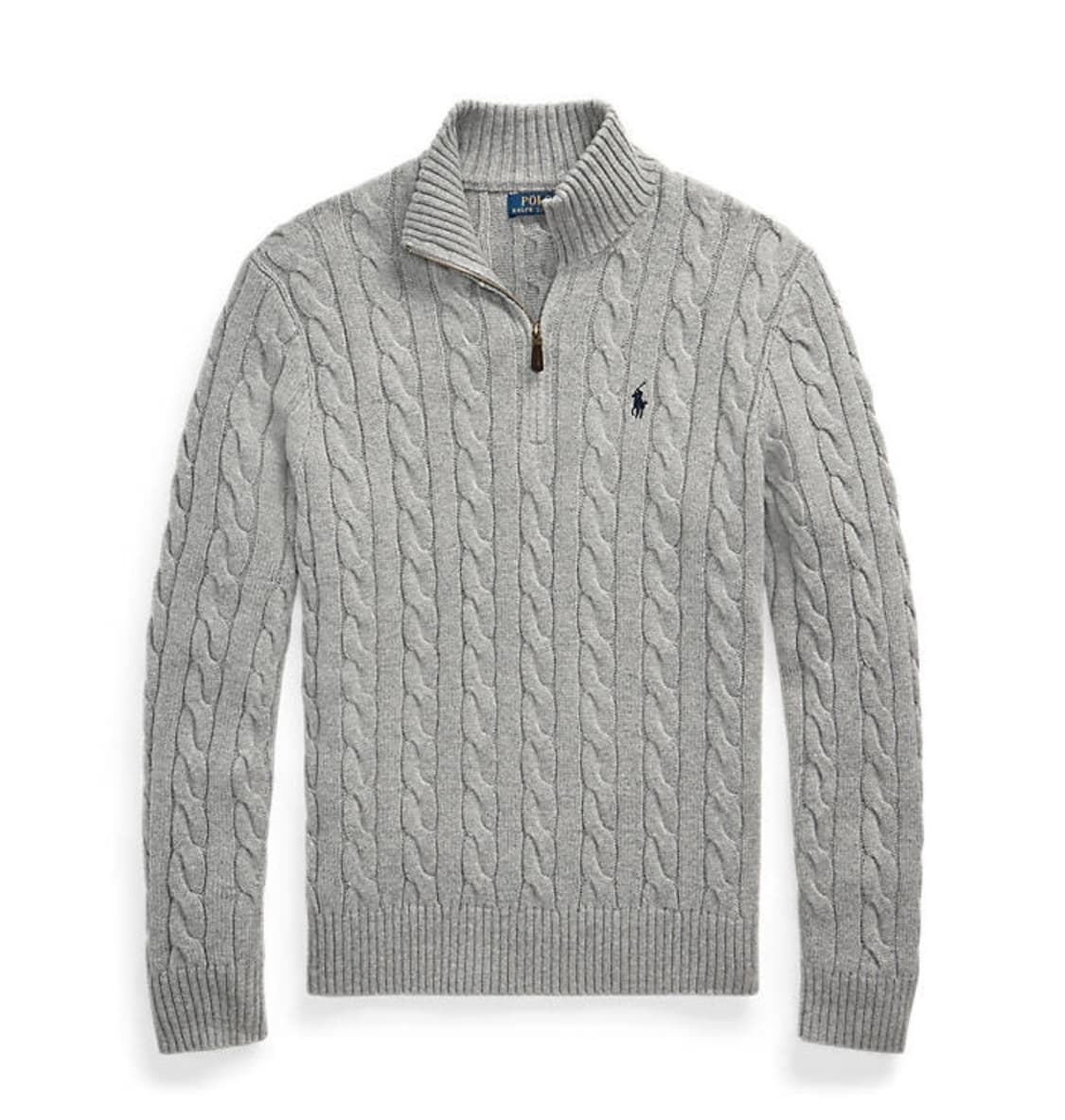 폴로 반집업 꽈배기 니트 그레이 (새상품) 상품이미지3