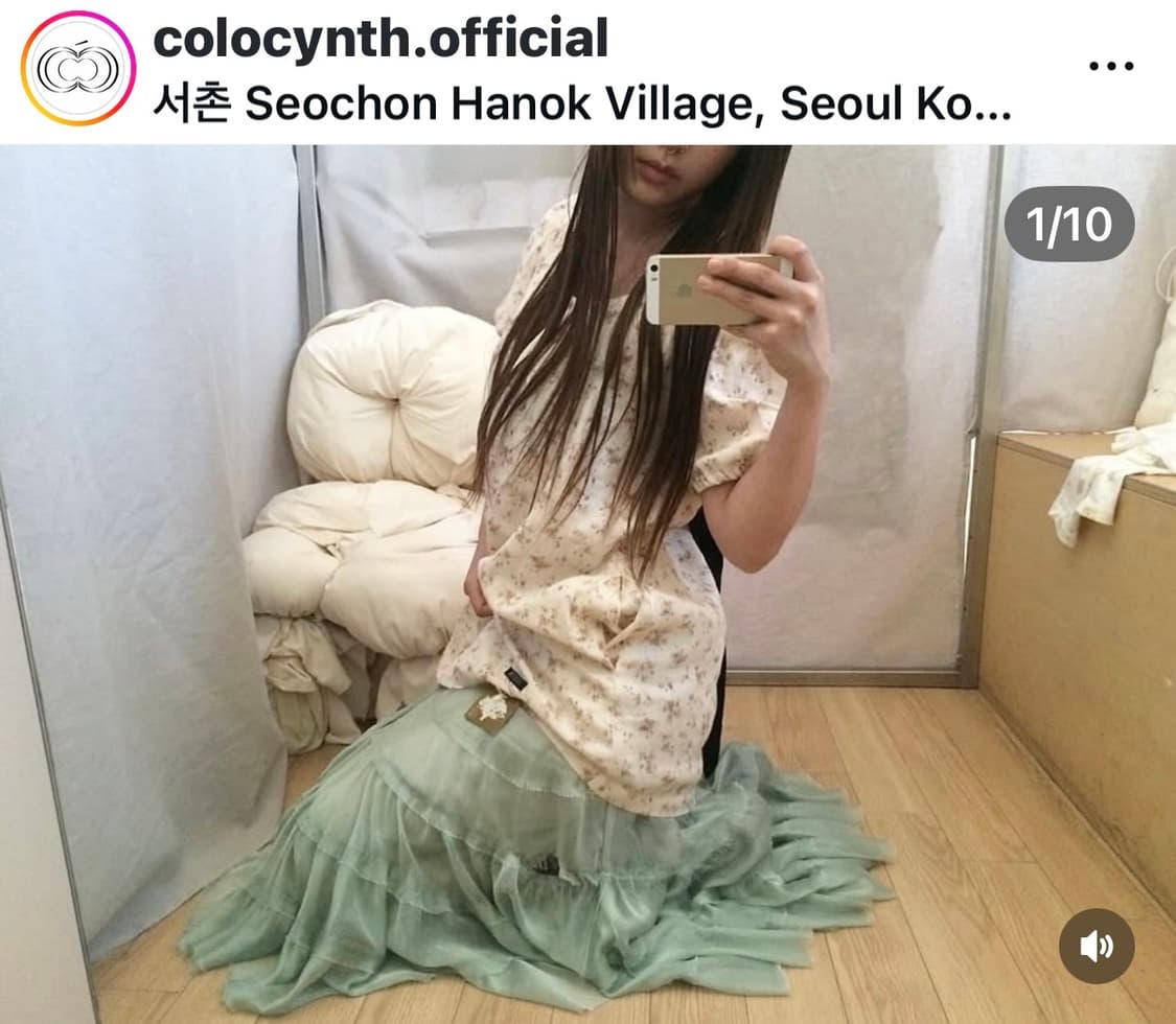 콜로신스 블랙 타이 블라우스 빈티지 플라워 원피스 상품이미지1