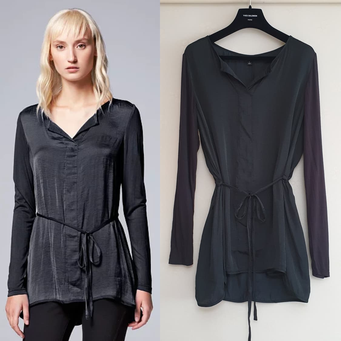 VERA WANG 심플리 베라왕 텍스쳐블록 실키 튜닉 블라우스 상품이미지1