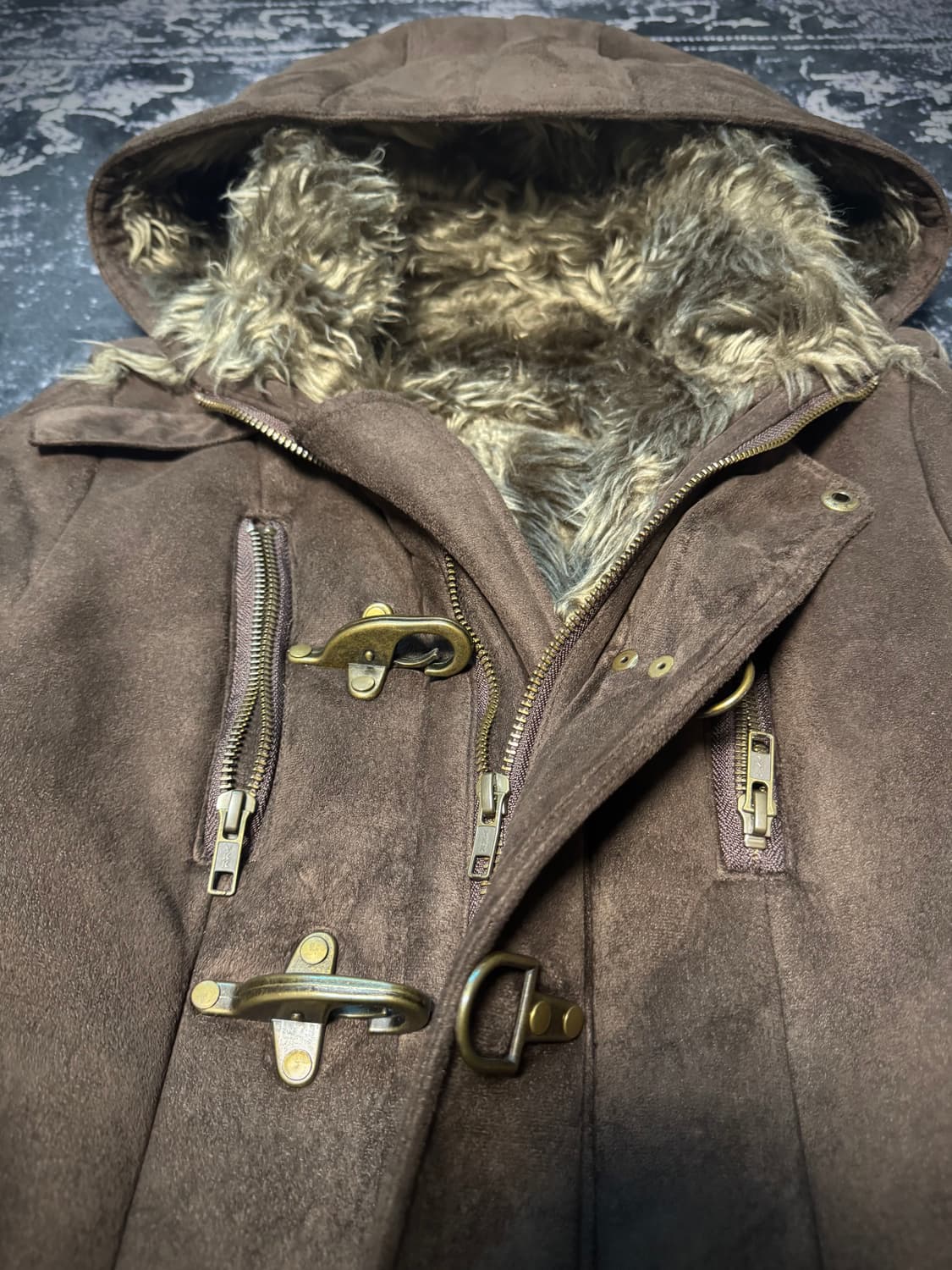 00s Mode Dark Brown Fur Buckle Jacket 상품이미지2