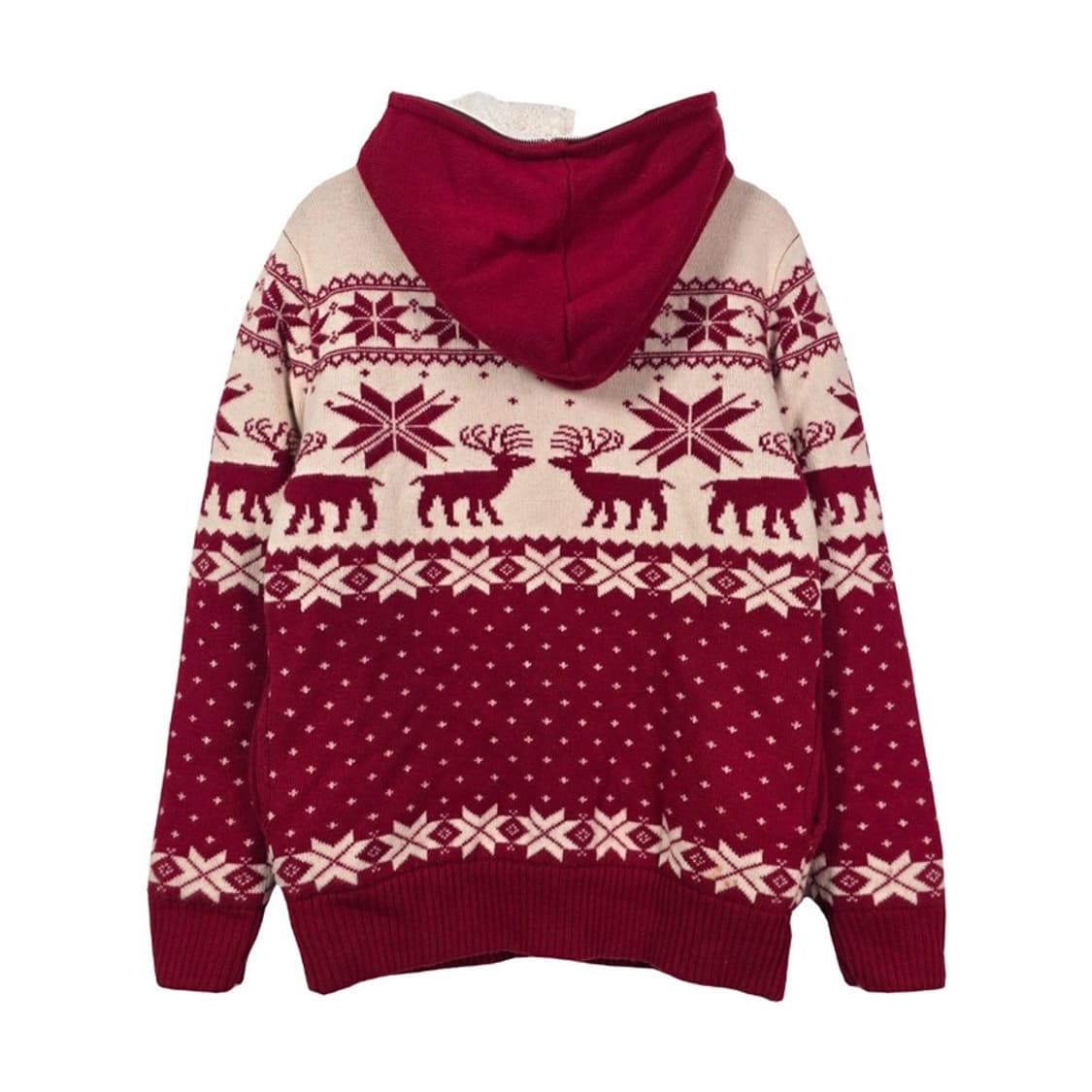 잭앤질 빈티지 무드 노르딕 순록 패턴 보아털 후드 집업 상품이미지2