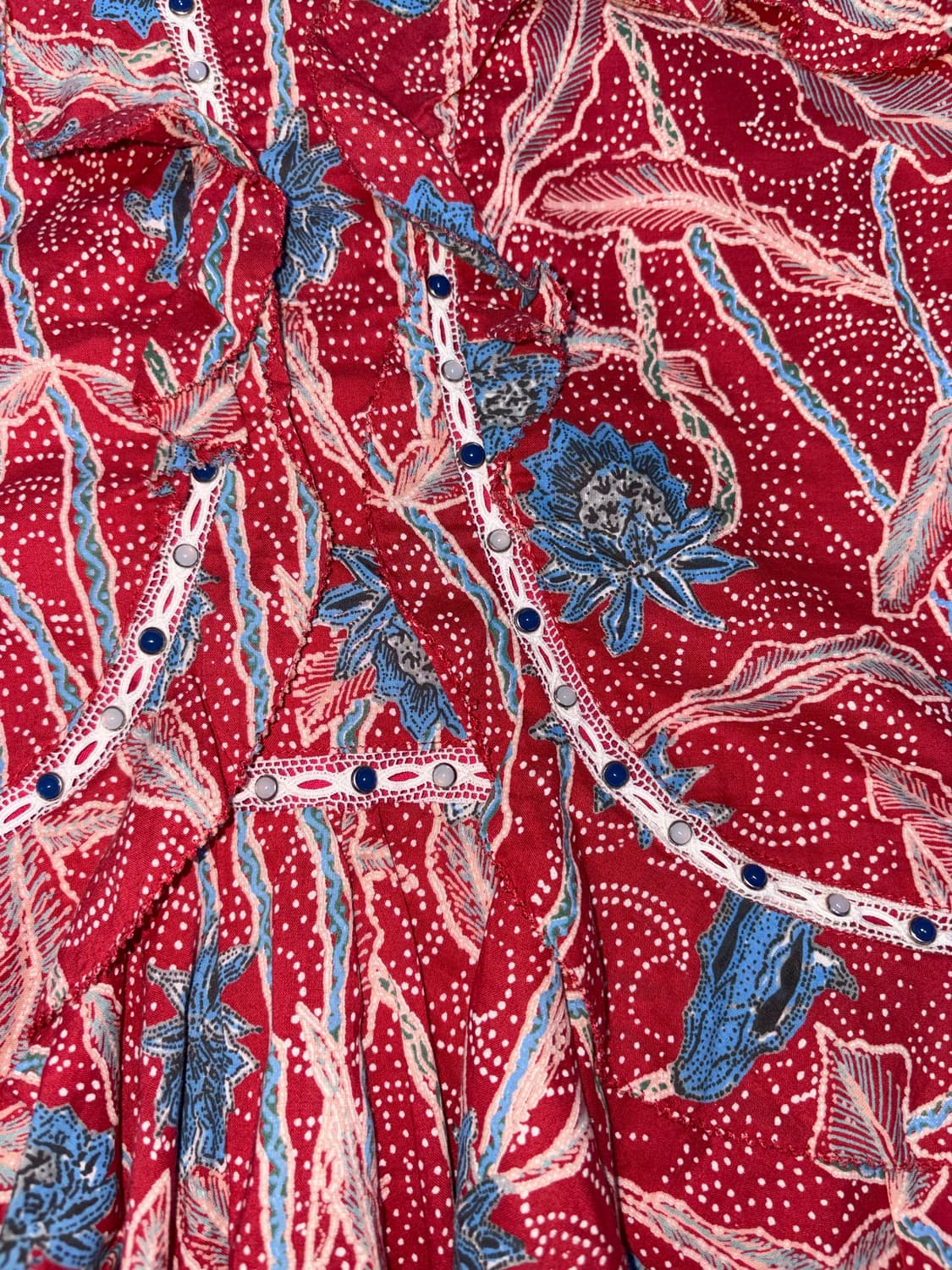 이자벨마랑 레드 플로럴 비즈 스커트 상품이미지2