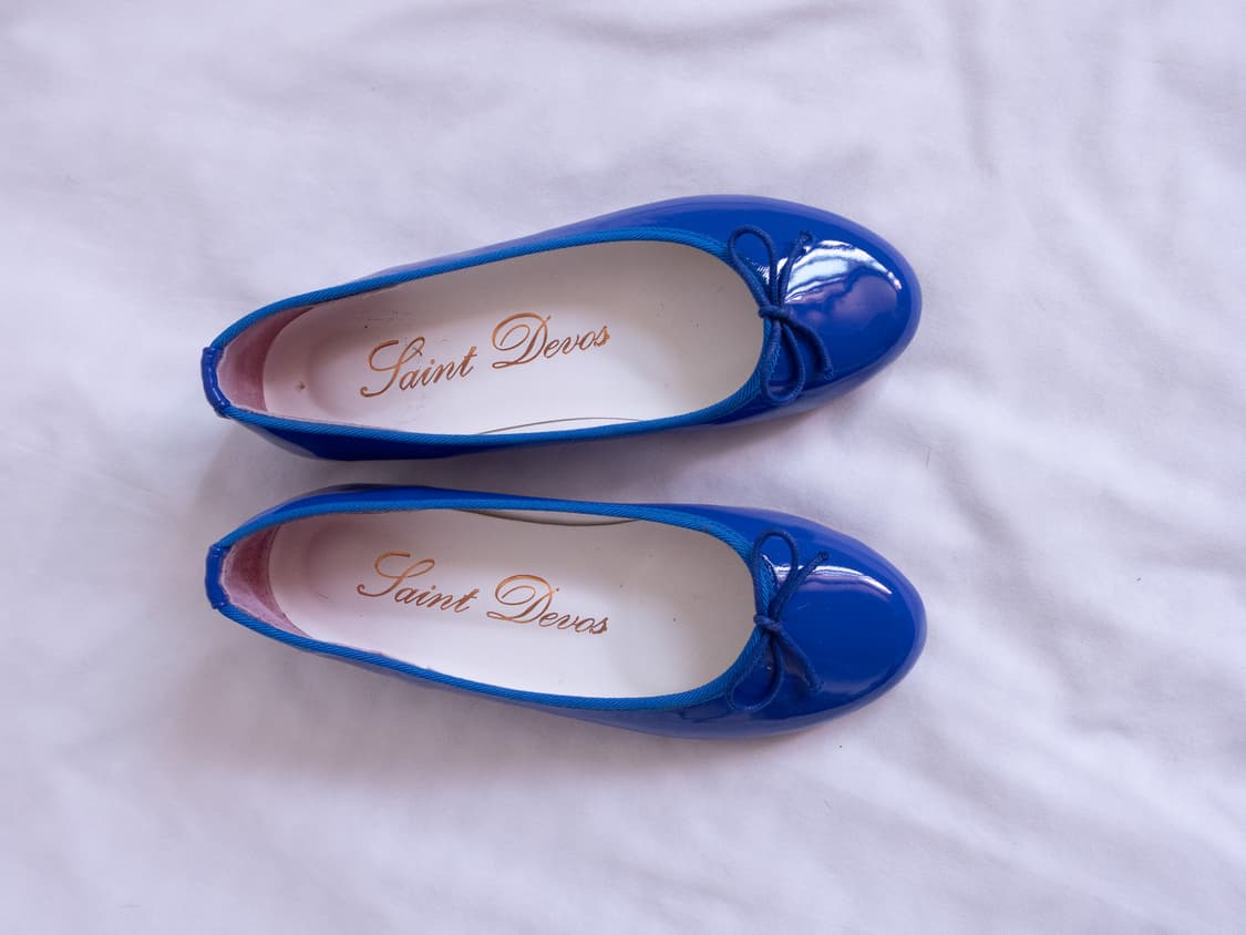 Glossy blue flat shoes 상품이미지2