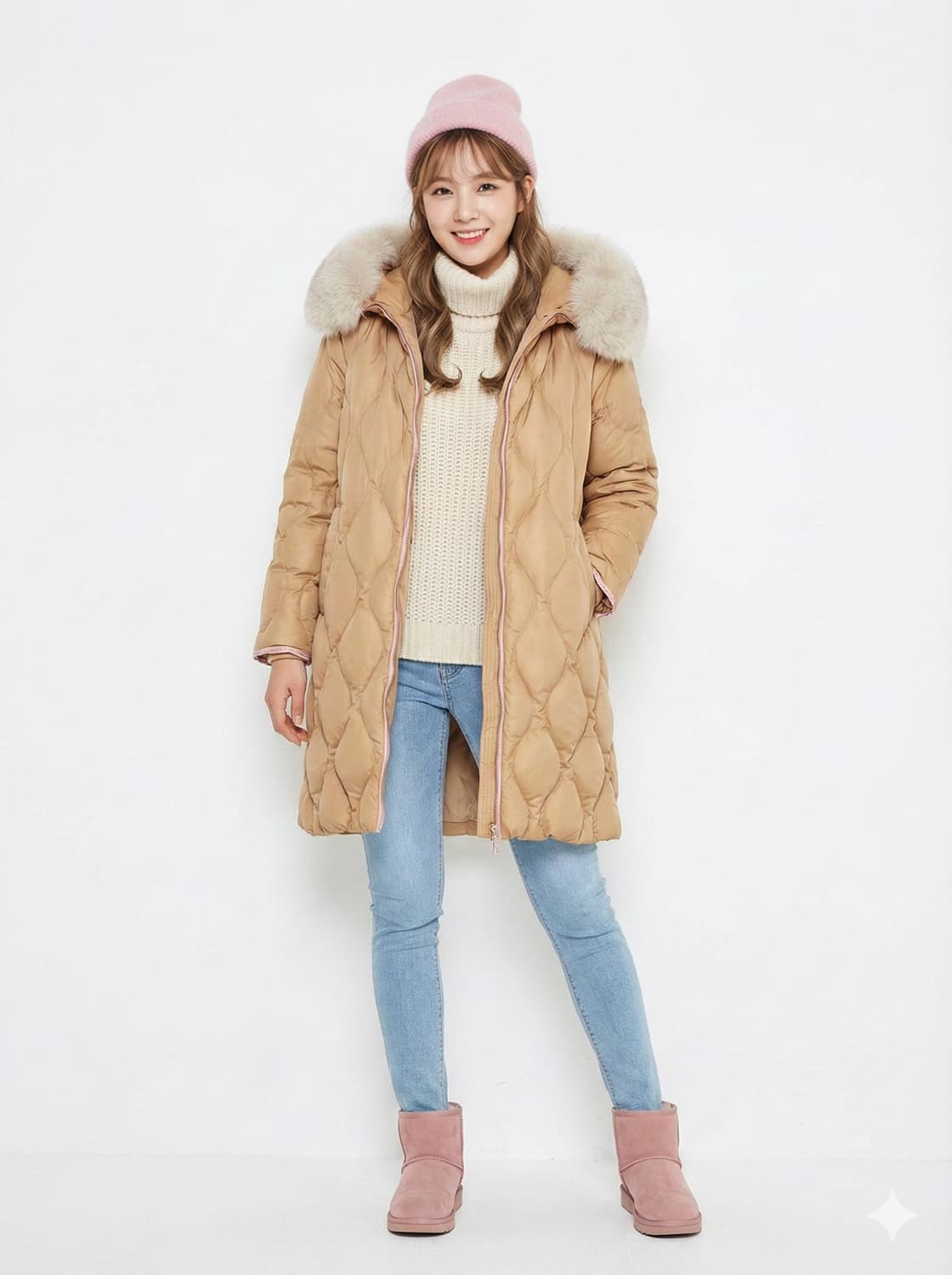 LBL 폭스퍼 퀄팅 구스다운 롱 패딩_S 상품이미지1