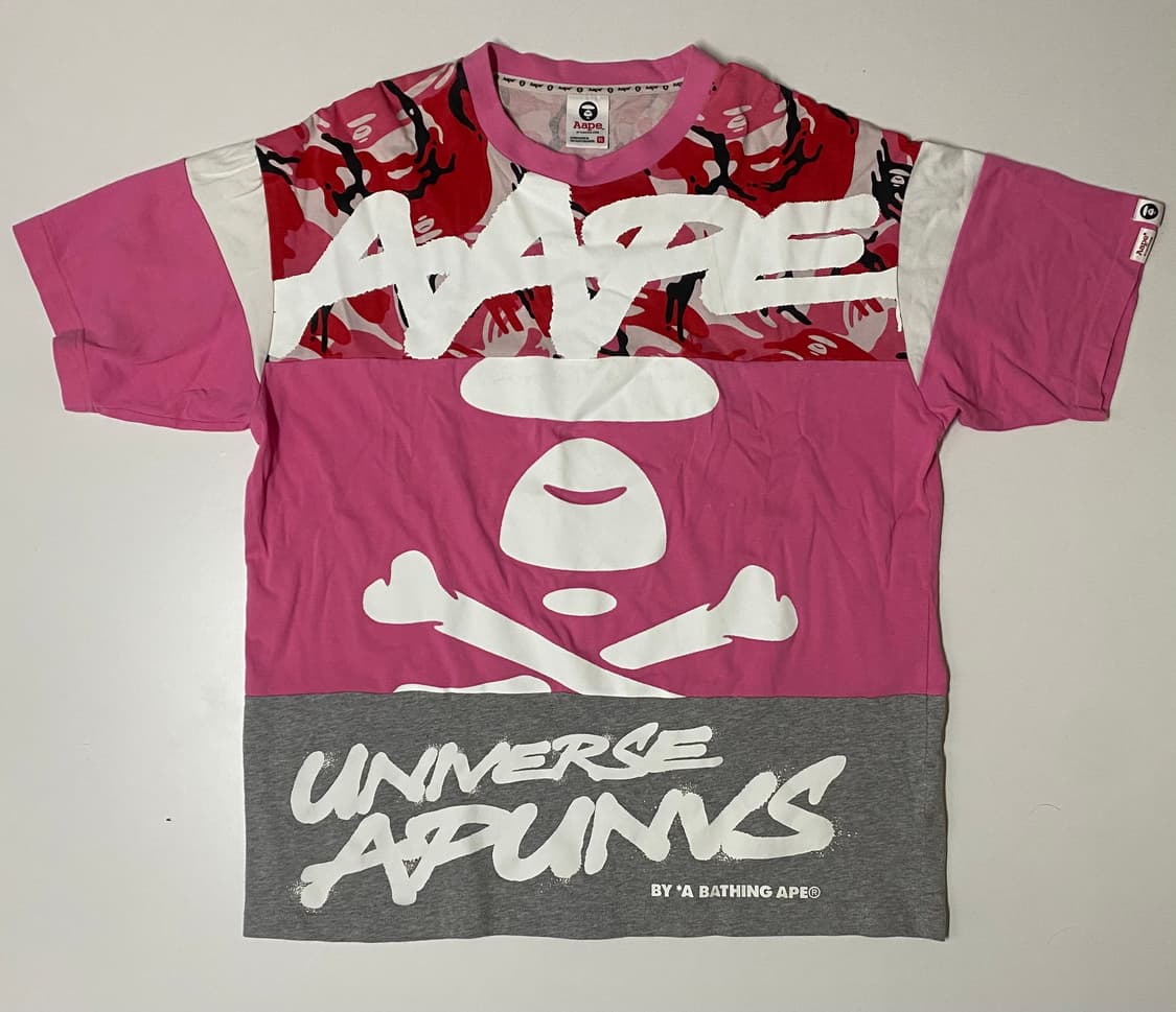 AAPE 바이 유니버스 아톰 핑크 카모 반팔 티셔츠 상품이미지1