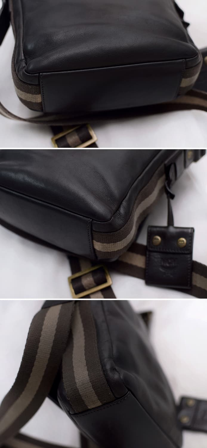 MCM 삼선 라이닝 풀그레인 카프스킨 레더 미니 메신저백 상품이미지9