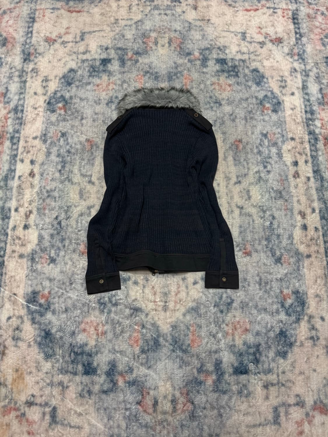 Spinash trimming fur knit zip up 상품이미지6