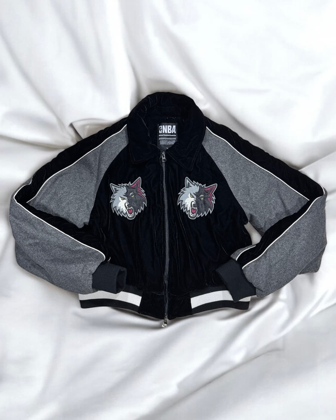 NBA 벨벳 모직 스카쟌 크롭 자켓 상품이미지1