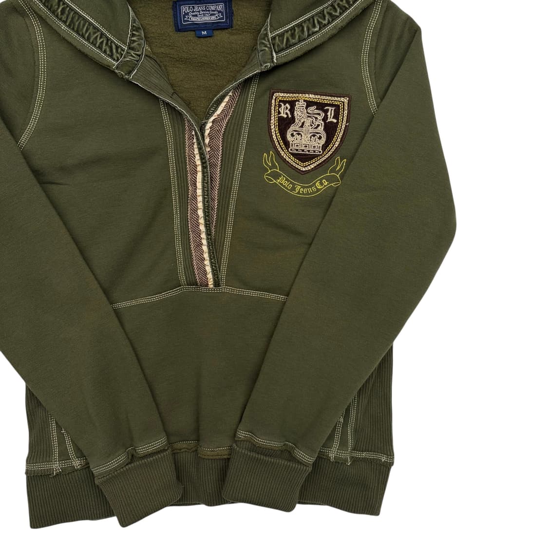 폴로 진스 빈티지 rl패치 로고 카키 후드티 M 상품이미지3