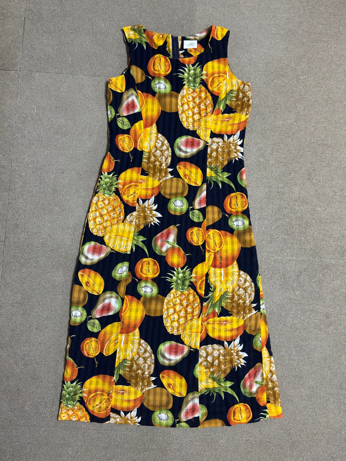 후르츠 패턴 슬리브리스 롱 원피스 상품이미지1