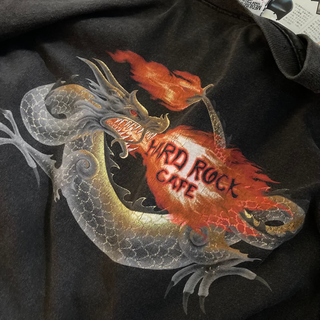 빈티지 Hard Rock cafe 하드락카페 음양 드래곤 용 프린팅 반팔 상품이미지2