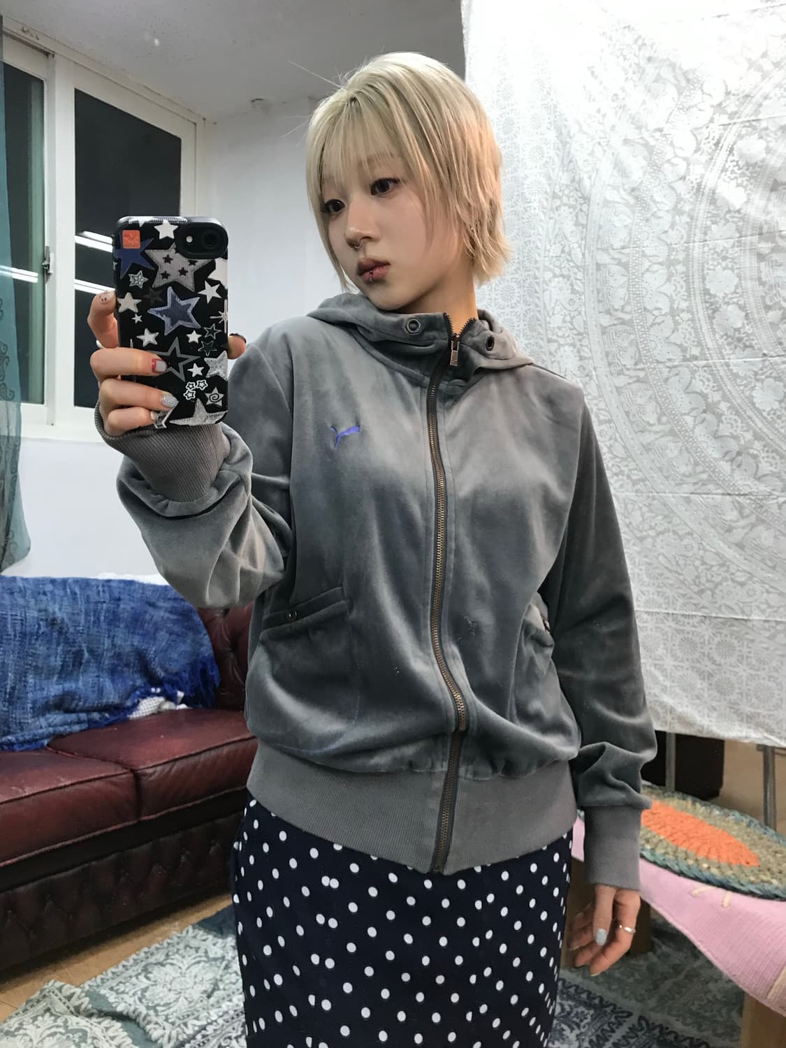 퓨마 여성 벨벳 후드집업  상품이미지1