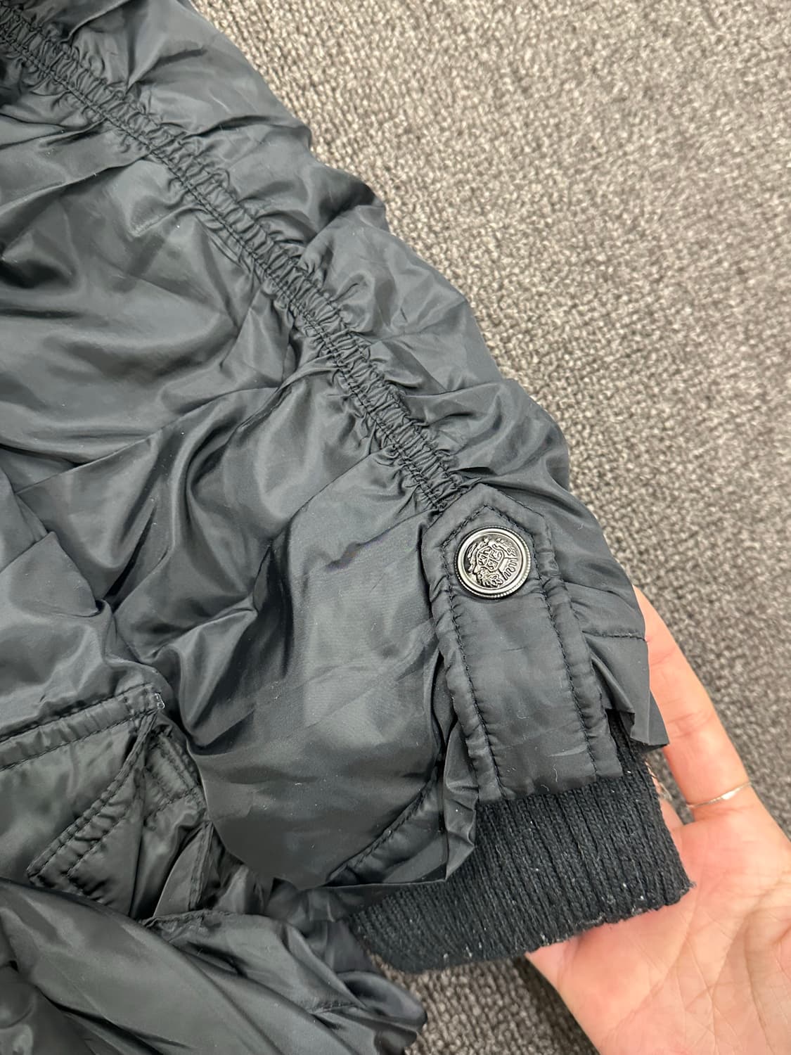 L)Japanese vintage 여성 셔링 퍼 블랙 패딩 상품이미지5